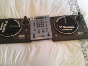  Vestax direct drive DJ decks and mixer 